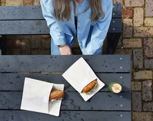 Neem je lunch mee in deze nette herbruikbare lunchzakjes van katoen. Geschikt voor bijvoorbeeld sandwiches en brood. Set van 2 BB Eco Shop